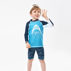 Children's swimwear for boys, split design, for little kids and big kids, quick-drying top, swim trunks, baby long-sleeved sun protection swimsuit set
