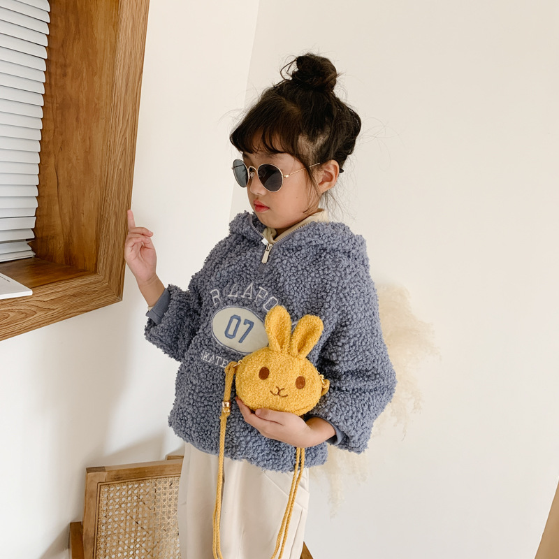 Bolsa DE LOS NIÑOS lindo conejo de peluche bolsa de mensajero de la muchacha princesa moda bolsa pequeña bolsa de la niña bolsa de bebé
