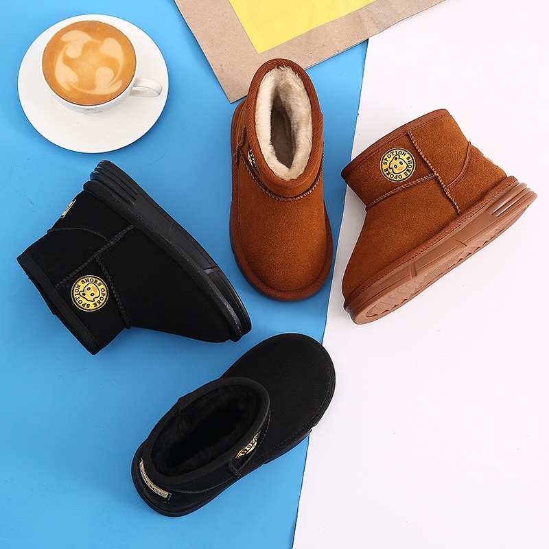 儿童雪地靴2020冬季新款韩版简约男童女童冬鞋加绒加厚保暖短靴子|ms