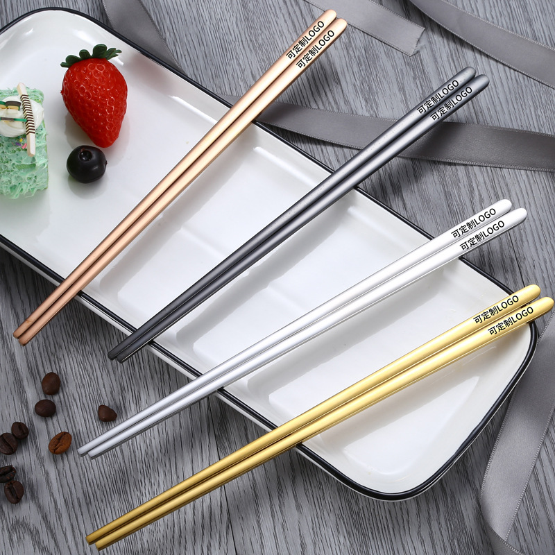 Korean solid 304 Stainless steel chopsticks non-slip Anti scald household Restaurant hotel Metal Tachyon source Manufactor