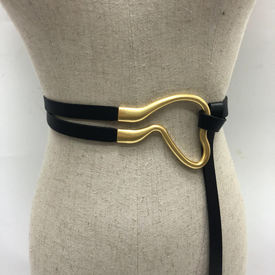 厂家直销新款女士简约百搭马蹄扣腰带时尚搭配连衣裙大衣打结腰封|ms