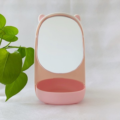 廠家直銷 卡通鏡 多功能高清梳妝鏡 收納鏡 可愛小熊鏡