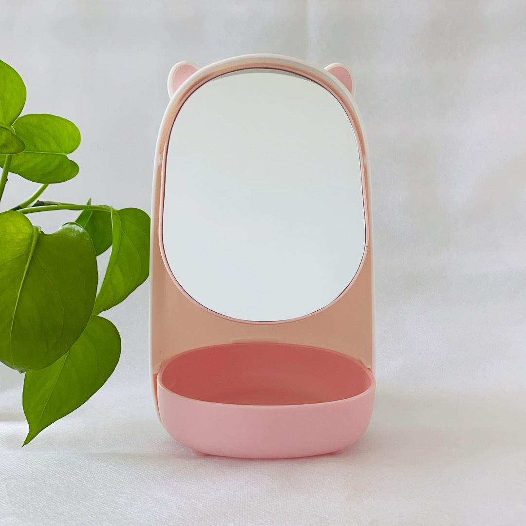 廠家直銷 卡通鏡 多功能高清梳妝鏡 收納鏡 可愛小熊鏡