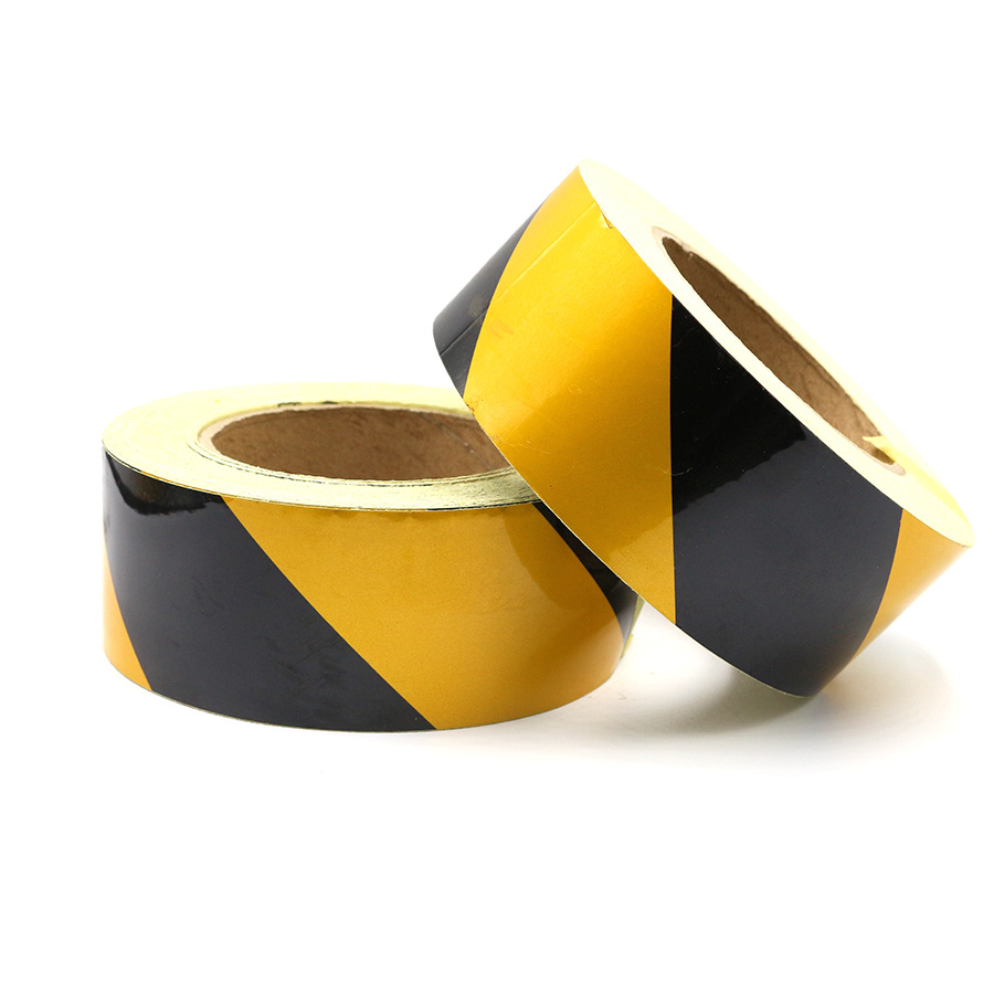 50MM黄黑反光纸安全反光膜警示胶带交通警戒地贴标识划线地板胶带