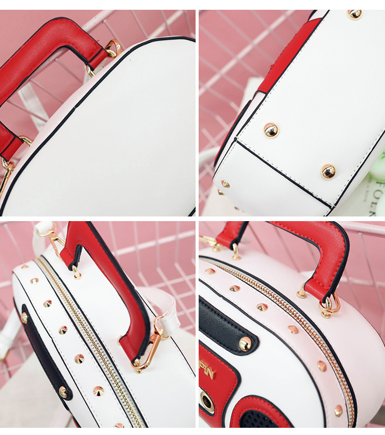Women'S Gender Fashion Style Women's Large Pu Leather Radio Fashion Oval Zipper Crossbody Bag