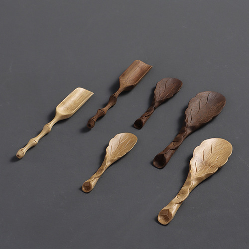 Handmade bamboo carving tea spoons, Six Gentlemen of Tea Ceremony, admiring tea lotus with tea shovel, Kung Fu tea set accessories, drop shipping
