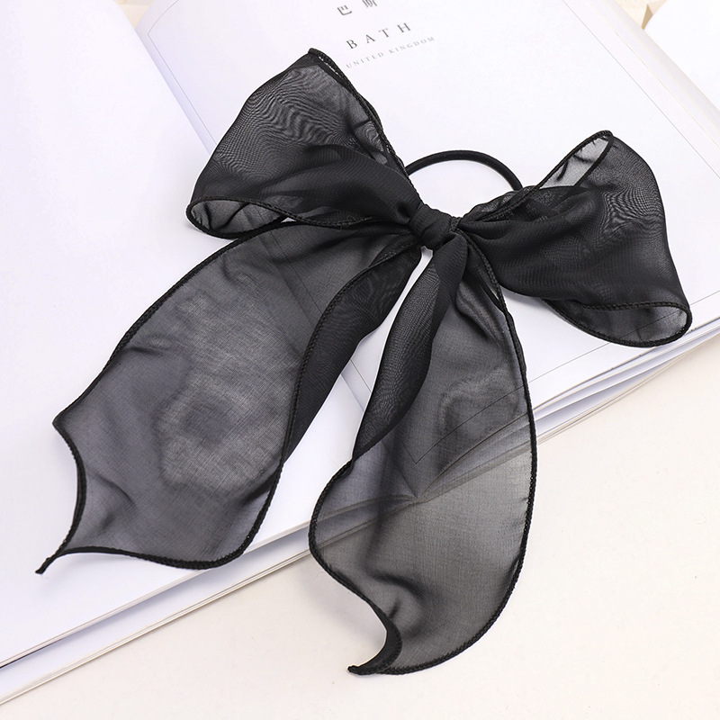 Fashion Jewelry Ribbon Hair Ring New Double-layer Bowknot Large Intestine Circle Lady Lace Horsetail Cloth Head Flower display picture 11