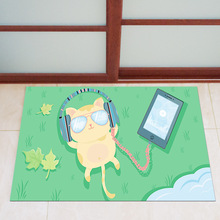 可愛動物橡膠地墊 薄吸水防滑家用卧室床邊腳墊 個性不卡門門墊