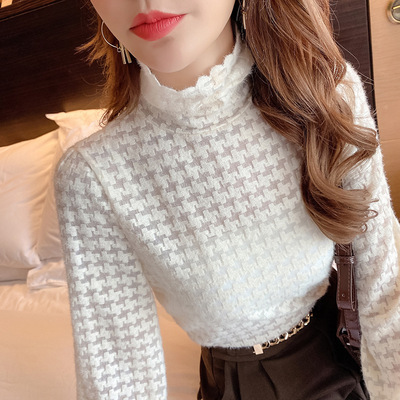 【朵維思】高領蕾絲打底衫女2020冬季新款韓版立領長袖上衣B1798