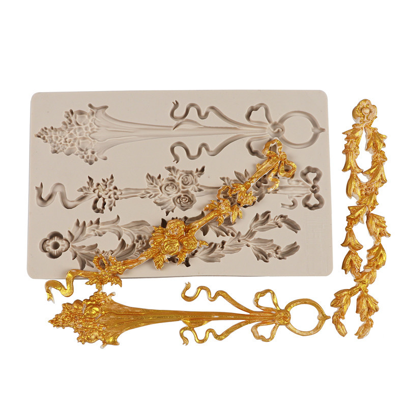 Estilo europeo en relieve molde de silicona fondant decoración de la boda herramienta de molienda para hornear ritmo seco molde de chocolate molde de la torta