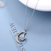 Necklace, zirconium, pendant for St. Valentine's Day, silver 925 sample, micro incrustation, diamond encrusted, Birthday gift