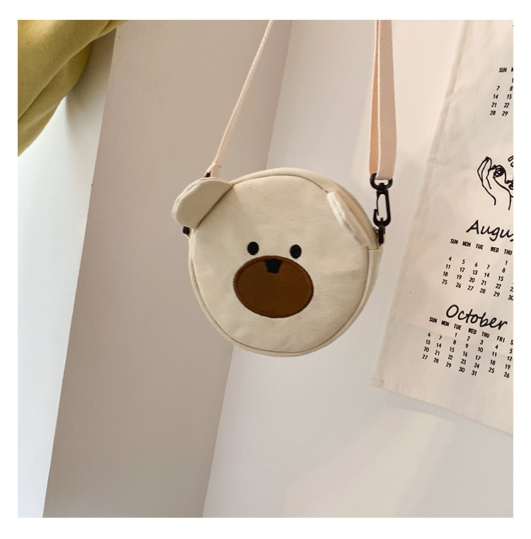 New Fashion Cute Bear Canvas Student Shoulder Bag Mobile Phone Bag Cute Cute Embroidery Cartoon Bag display picture 53