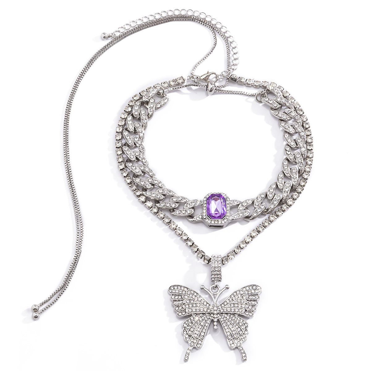 Collier De Pierres Précieuses Papillon Diamant Mode Exagéré display picture 5