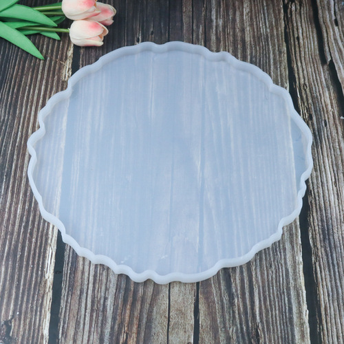 Biyixing Products DIY Crystal Resin Droplet Mold Silicone Large Round Tray for Making Mirror Silicone Display Platform