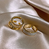 Tide, fashionable set, adjustable ring, simple and elegant design, 3 piece set, Korean style, on index finger