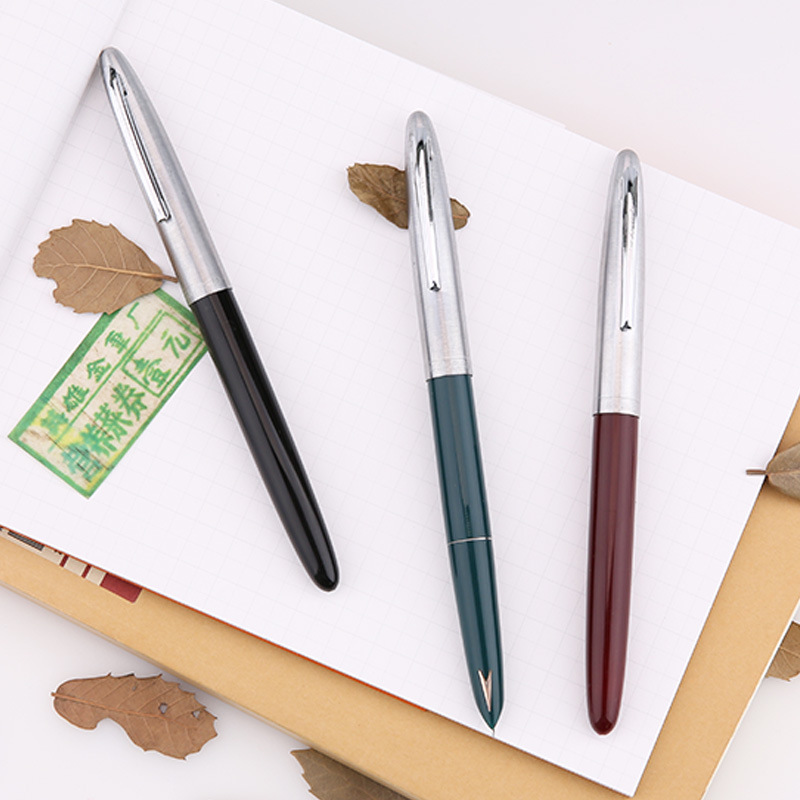 上海英雄总厂329-2箭标马头黑色特细钢笔学生作业书写练字书法笔