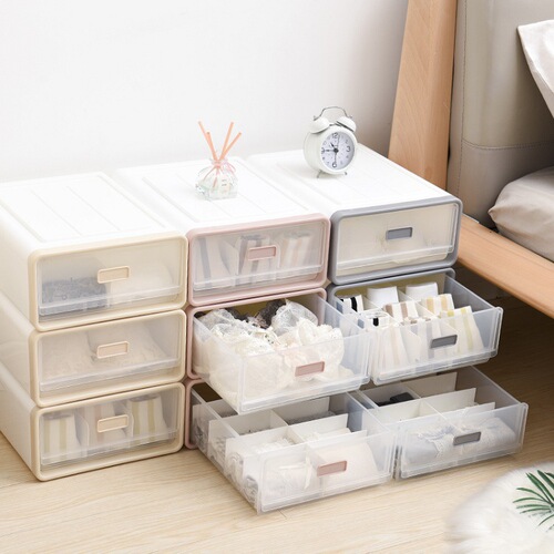 Creative plastic dormitory multi-grid drawer-style underwear storage box, pants socks bra organizer, wardrobe storage