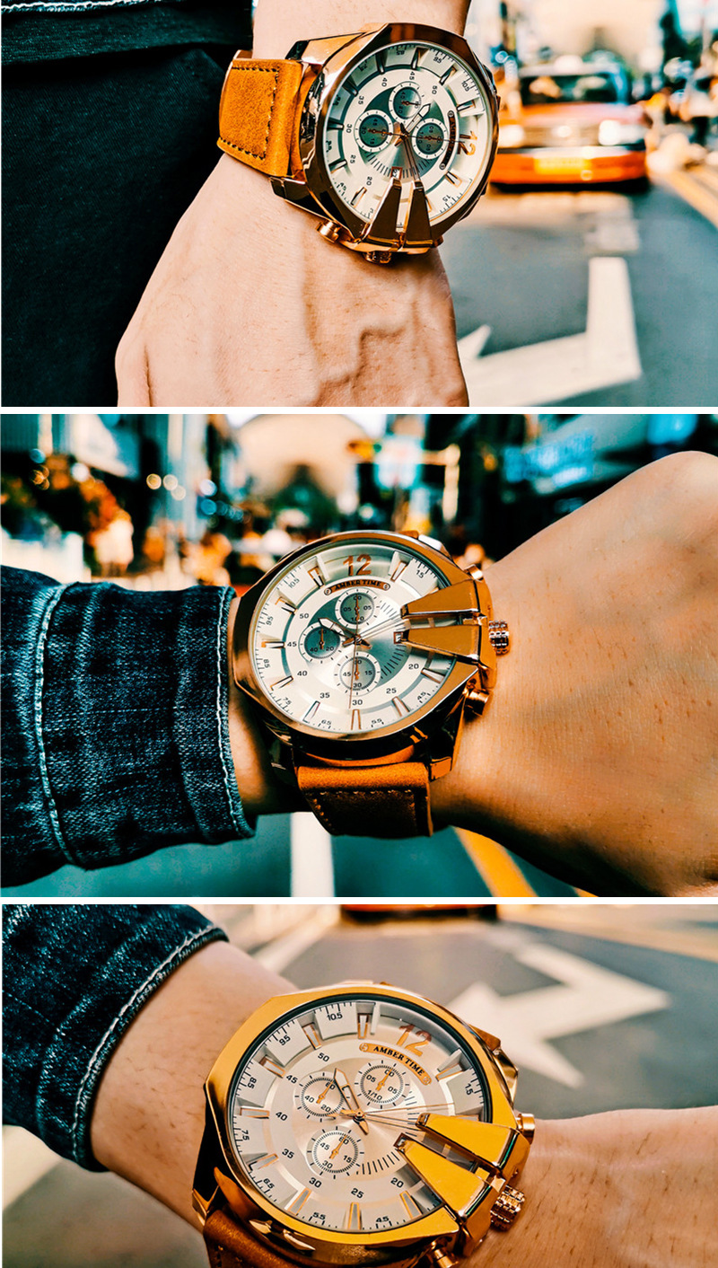 Bernstein zeit heißer verkauf quarzuhr blau licht gold objektiv wasserdicht kalender voll automatische herren uhr pin schnalle business herren uhr_voghion.com