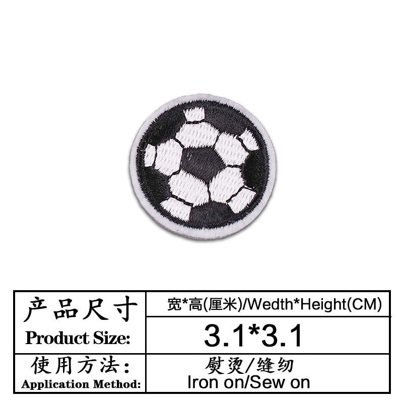 Pegatinas de tela bordadas accesorios de ropa insignia parche pegatinas fútbol dibujos animados ventas directas de la fábrica