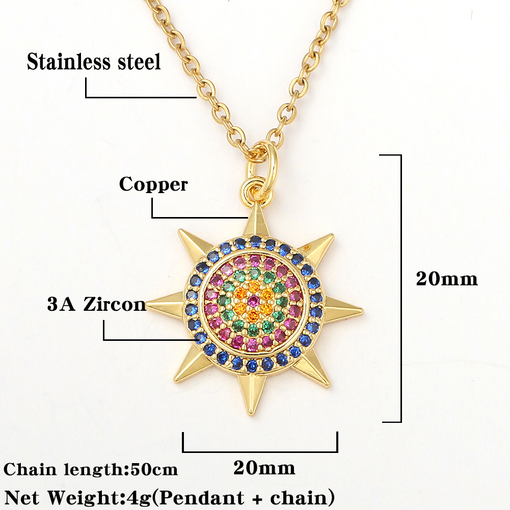 Collier De Zircon Incrusté De Cuivre De Fleur De Soleil De Mode En Gros display picture 1