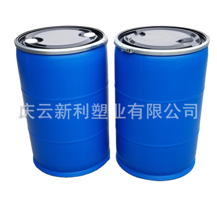 新款200L塑料桶200升美式法兰桶大盖带小盖200升塑料桶上下直桶