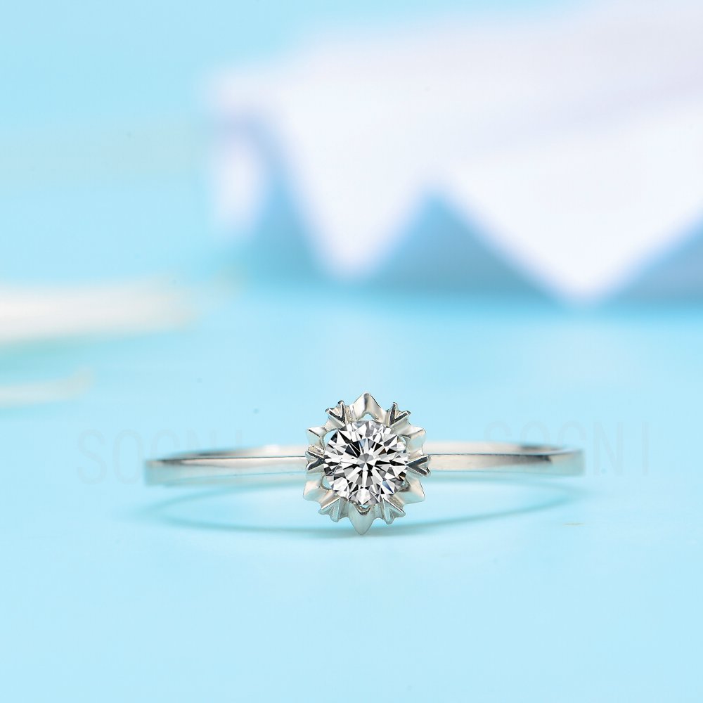 18K Platinum 17 Wedding ring Birthday ring Diamond ring With certificate Forefinger Snowflake