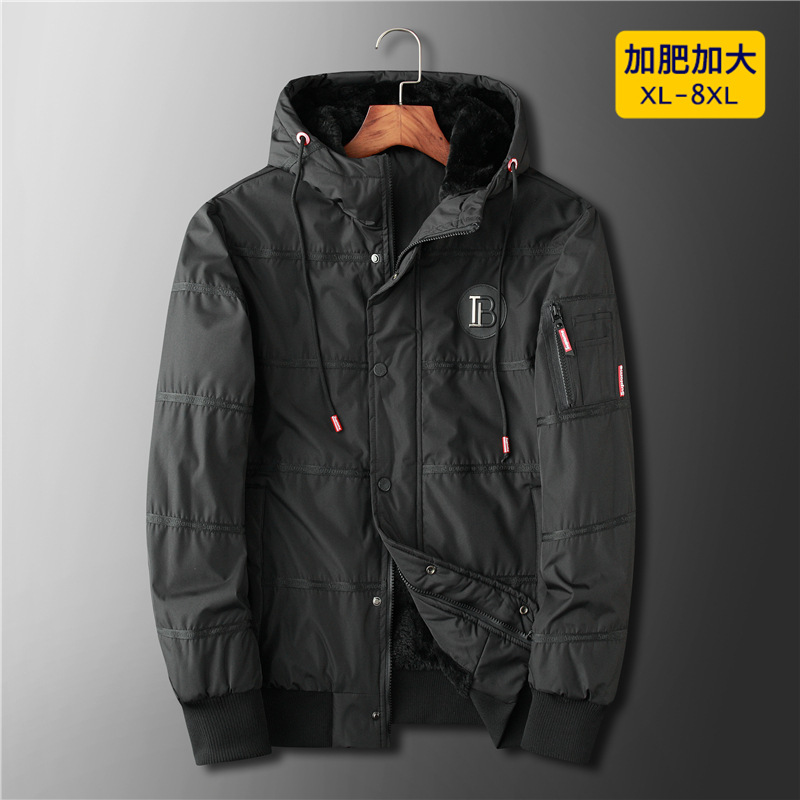 winter The fat have cash less than that is registered in the accounts cotton-padded clothes Add fertilizer Large man Hooded leisure time Cotton Plush thickening Jacket coat