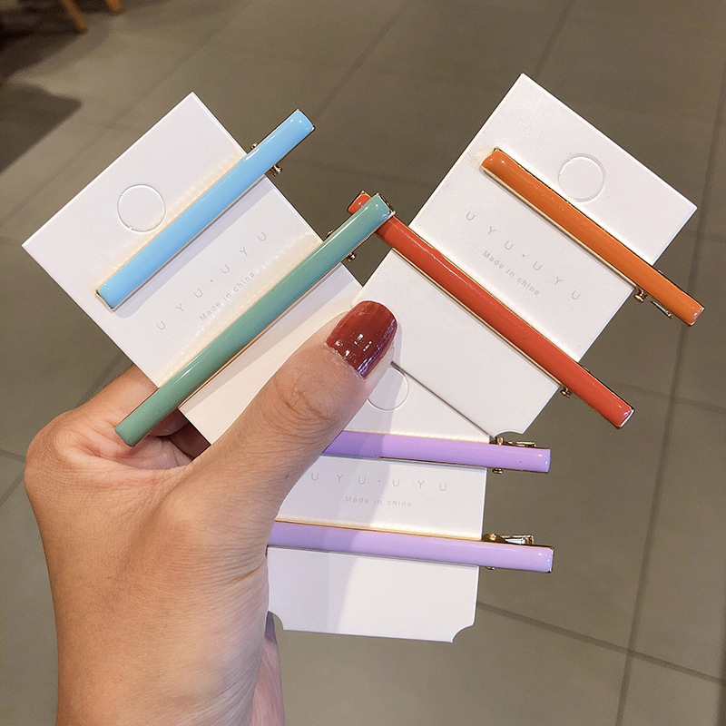 Korean Fashion Cute  Candy Color Hairpin Dripping Oil Word Clip Hairpin Girl  Colorful Simple Side Clip Set Wholesale display picture 5