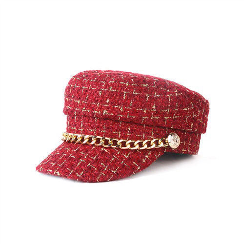 Women's Fashion Lattice Chain Curved Eaves Beret Hat display picture 2