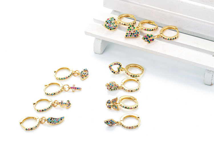 Unisex Gender Fashion Geometric Inlay Copper Zircon Charm Sleeper Hoop Earrings Earrings