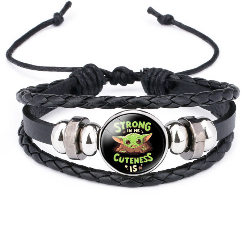 Cross Border Jewelry Cowhide Bracelet Star Wars Yoda Baby Yoda Adjustable Leather Bracelet for Men and Women