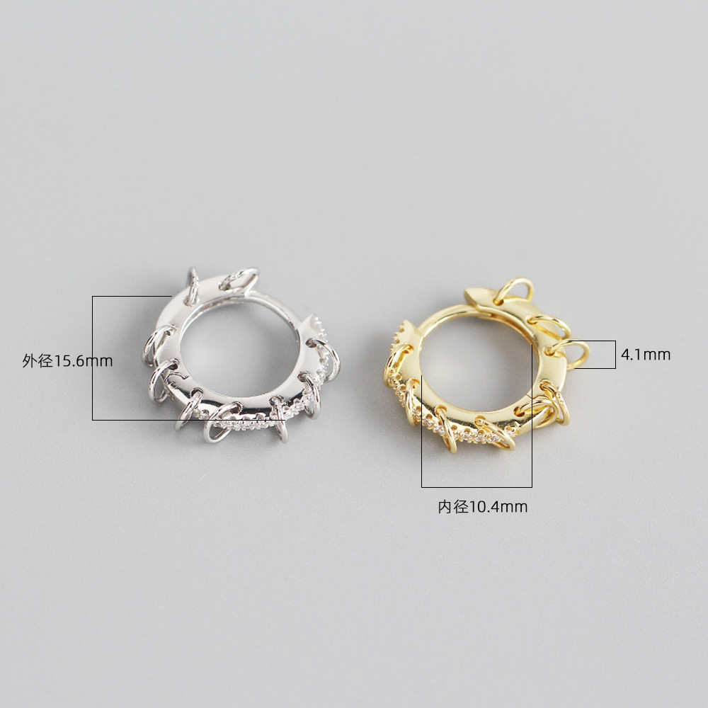 Yhe0242 Design Sense S925 Sterling Silver Diamond Ring Ear Buckle Silver Earrings display picture 11