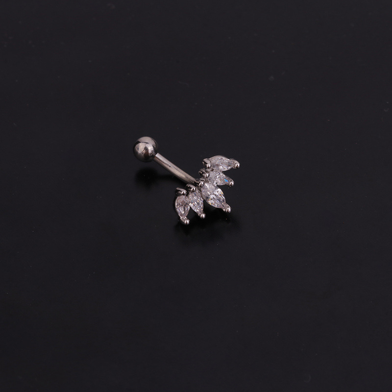 Ear Cartilage Rings & Studs Lady Flower 316 Stainless Steel  Copper Inlaid Zircon display picture 28