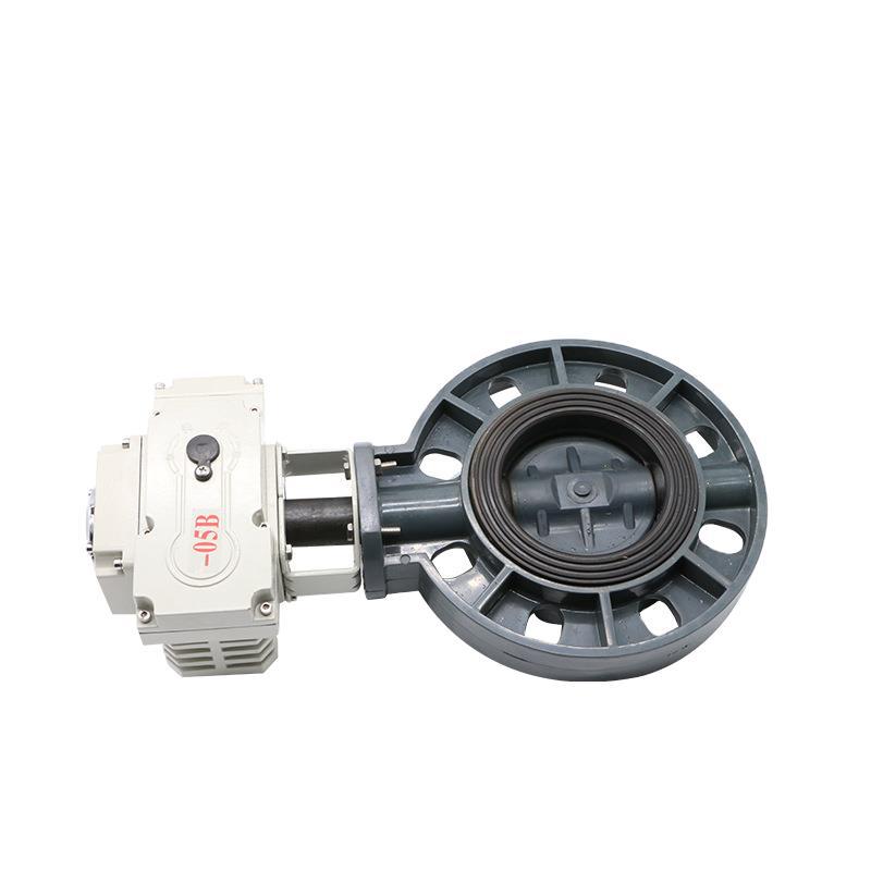 D971S-10S电动塑料防腐耐酸碱蝶阀UPVC电动软密封对夹式蝶阀