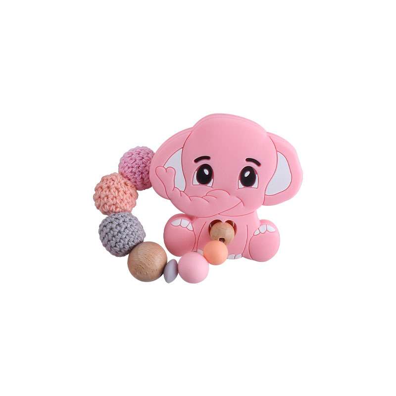 Nueva haya chupete clip elefante mordedor pulsera bebé de silicona elefante molar juguete chupete cadena anti-caída de la cadena