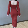 New long sleeve split dress for European and American foreign trade in autumn