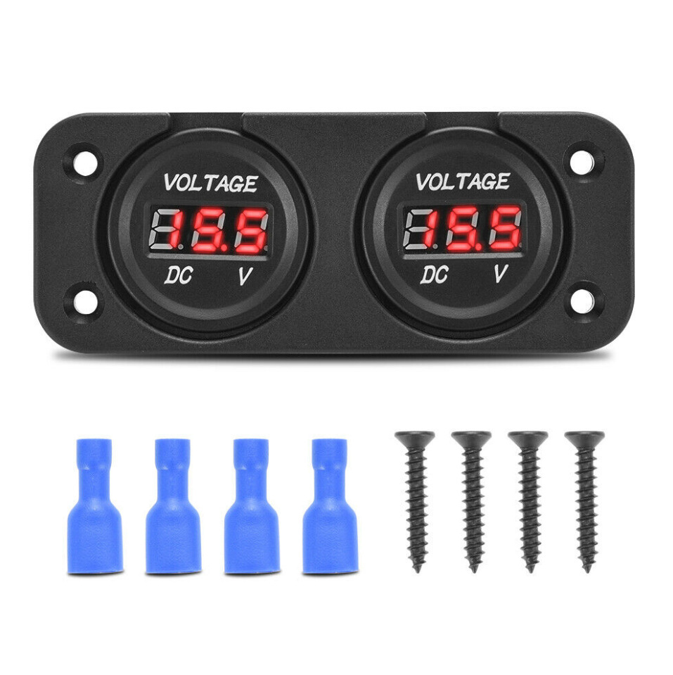 车船通用改装电压表显示双孔点烟器插座电瓶电压三位数字电压监控