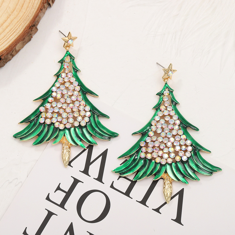 Wholesale Diamond Christmas Tree Earrings display picture 7
