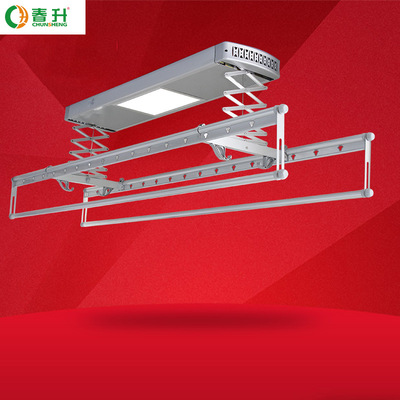 春升家用电动升降晾衣架四杆伸缩无线遥控LED照明晒衣机阳台专用