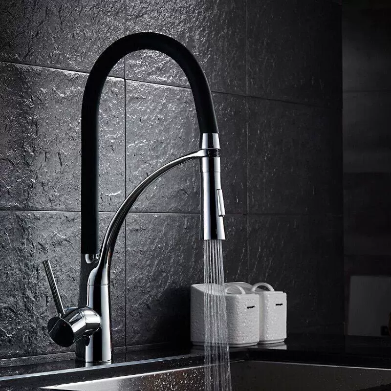 Европейский кухонный кран цветной медный корпус силиконовый телескопический поворотный кран для горячей и холодной воды кухонный кран