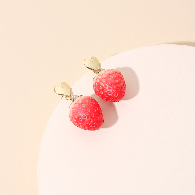 The New Sweet Fruit Strawberry Korean Earrings Wholesale display picture 4