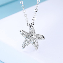海星項鏈S925純銀女星星鎖骨鏈滿鑽小眾冷淡風女頸鏈 情人節禮物