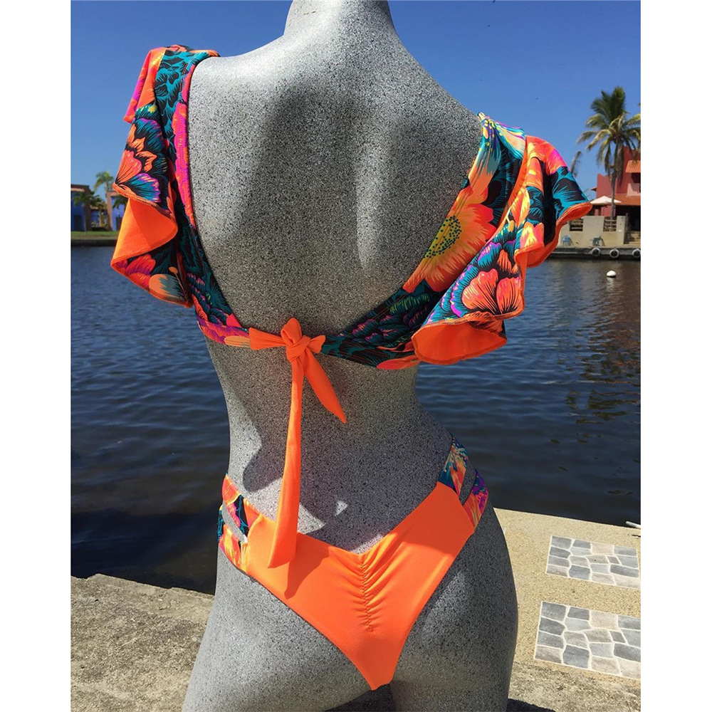 192g Weight Sexy Feel Of Sensation Briefs Panties Style Polyester Fabric Type 2 Pieces Set Quantity Swimming Pool, Beach Occasion Ditsy Floral Pattern Women's Gender Women's Ditsy Floral 2 Pieces Set Bikinis Swimwear 1