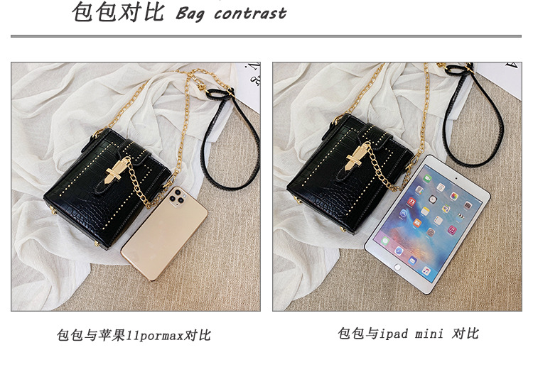 New Trendy Wild One-shoulder Messenger Chain Crocodile Pattern Mobile Phone Bag display picture 34