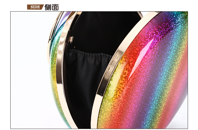 Handheld Dinner Bag Round Evening Bag Clutch Clutch Rainbow Element Small Round Bag display picture 3