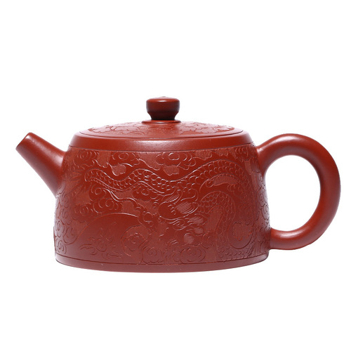 Yixing raw ore hand-painted purple sand pot wholesale Dahongpao Longfeng well railing pot tea set customized one piece drop shipping