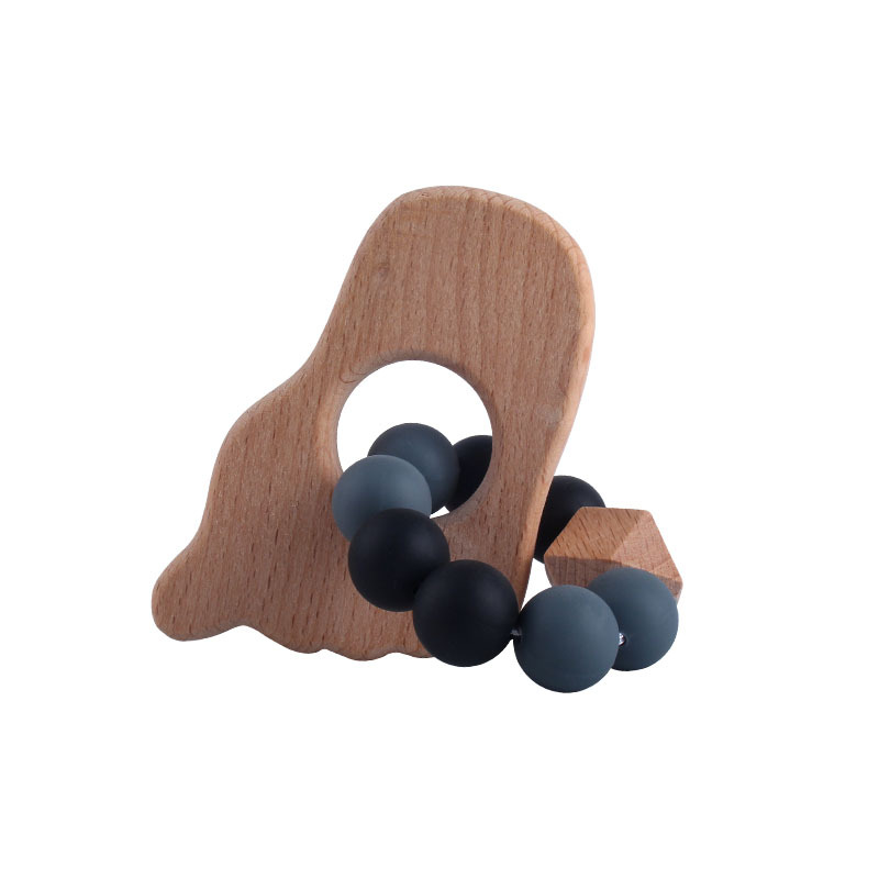 Nuevo DIY creativo de dibujos animados de haya de juguete mordedor pulsera bebé Seguridad Protección del Medio Ambiente cuentas de silicona pulsera mordedor palo