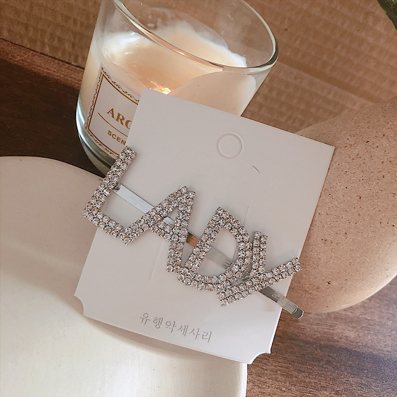 Rhinestone Horquilla Tocado Coreano Flash Diamante Carta Clip Superior Palabra Clip Palabra Haibin Clip Chica Horquilla Chica Al Por Mayor Nihaojewelry display picture 2