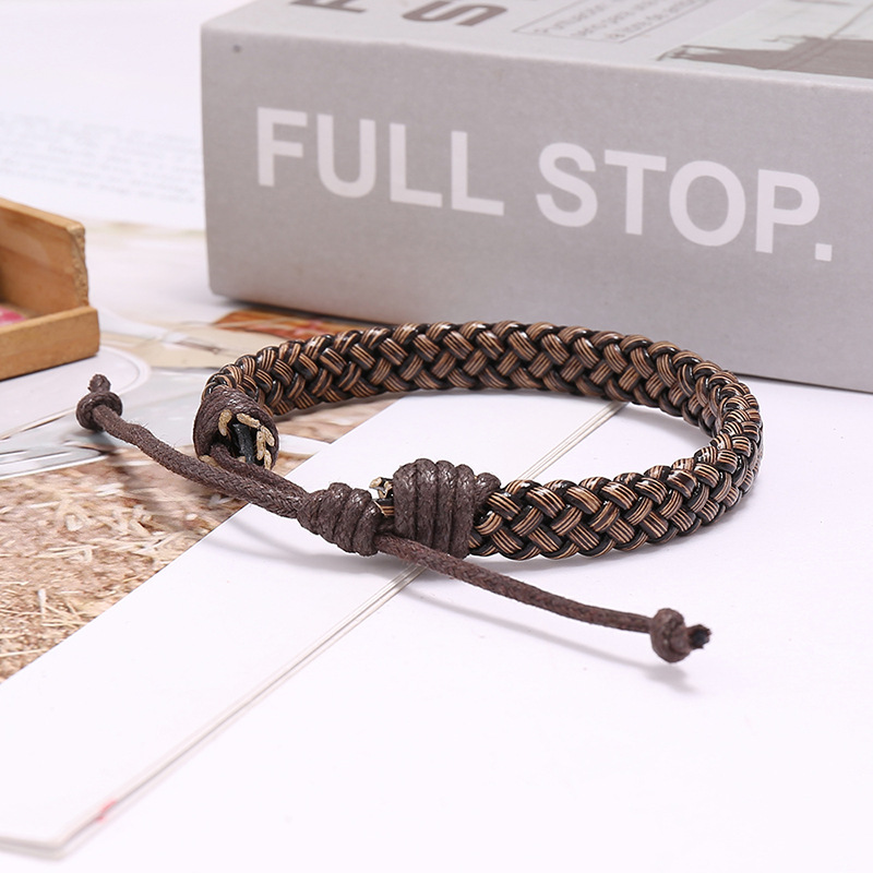 Punk jewelry new PU woven bracelet simple wild men and women couple jewelry leather bracelet wholesa