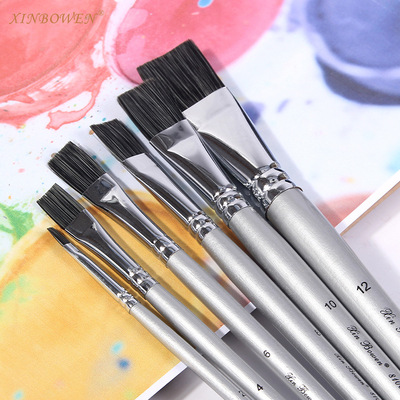 欣博文 优选品质双色尼龙毛铜管画笔刷水彩油画笔6支绘画套装